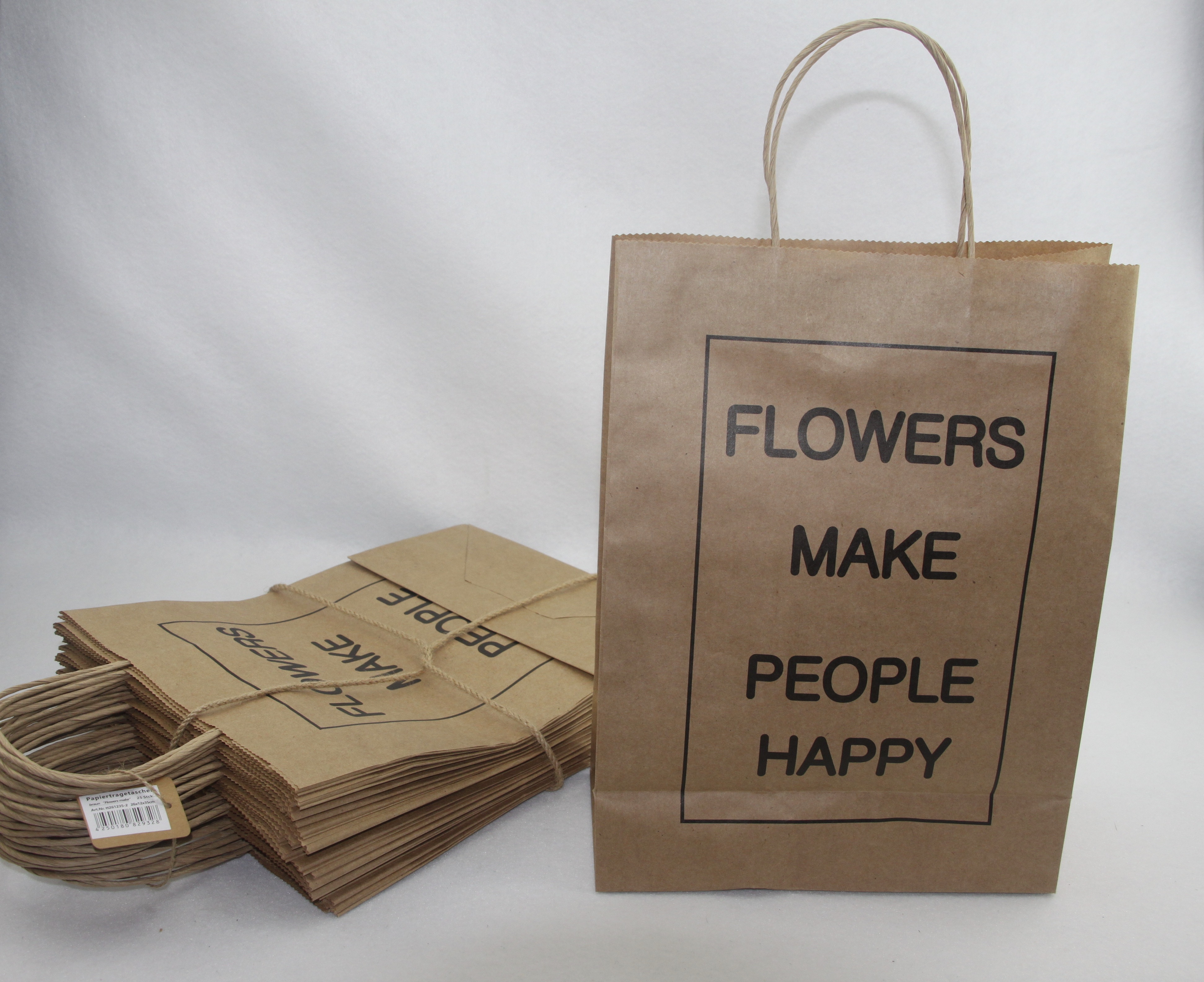 FRI- Tragetaschen mit Spruch "Flowers make people happy"